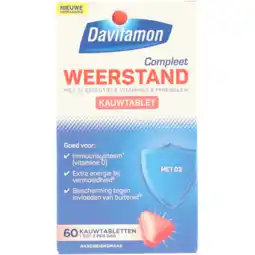 Jumbo Davitamon Compleet weerstand kauwvitamines aardbei, 60 stuks aanbieding