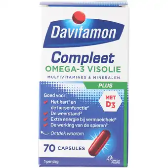 Jumbo Davitamon Compleet Omega-3 visolie capsules, 70 stuks aanbieding