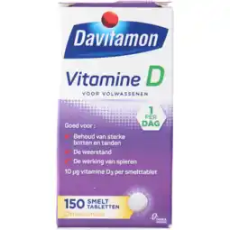 Jumbo Davitamon Vitamine D smelttabletten voor volwassenen, 150 stuks aanbieding