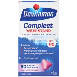 Jumbo Davitamon Compleet weerstand kauwvitamines bosvruchten, 60 stuks aanbieding