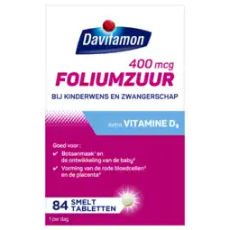 Jumbo Davitamon Foliumzuur met Vitamine D3 smelttabletten, 84 stuks aanbieding