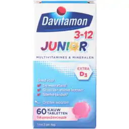 Jumbo Davitamon Junior 3-12 kauwvitamines framboos, 60 stuks aanbieding