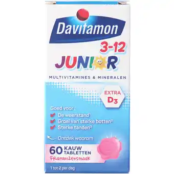 Jumbo Davitamon Junior 3-12 kauwvitamines framboos, 60 stuks aanbieding