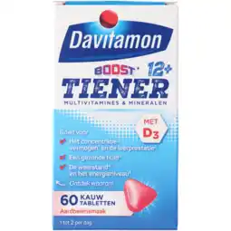 Jumbo Davitamon Boost Tiener 12+ kauwvitamines aardbei, 60 stuks aanbieding