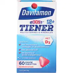 Jumbo Davitamon Boost Tiener 12+ kauwvitamines aardbei, 60 stuks aanbieding