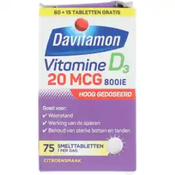 Jumbo Davitamon Voedingssupplement Vitamine D 20mcg 75 Stuks aanbieding