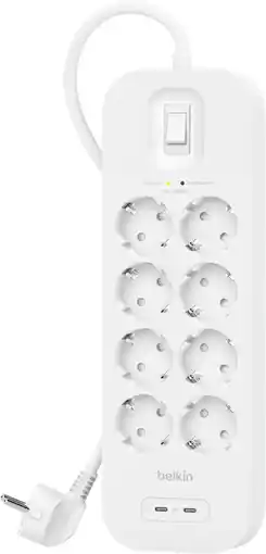 Coolblue Belkin Surge Protection 8 Outlet 2 Meter Dual Usb C 30W PD Wit aanbieding