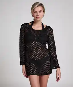 Hunkemoller Hunkemöller Crochet Strandjurk Zwart aanbieding