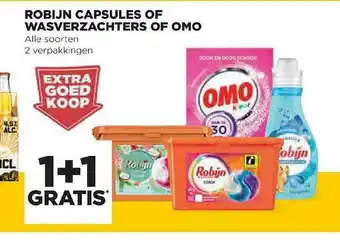 Jumbo Robijn Capsules Of Wasverzachters Of Omo 1+1 Gratis aanbieding