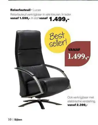 Sijben Relaxfauteuil Lucas aanbieding
