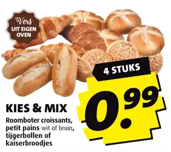 Boni KIES & MIX Roomboter croissants, petit pains , tijgerbollen of kaiserbroodjes aanbieding