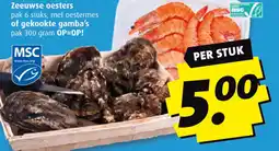 Boni Zeeuwse oesterss, of gekookte gamba's aanbieding