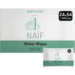 Etos Naïf Plasticvrije Water Billendoekjes 24x54 stuks aanbieding