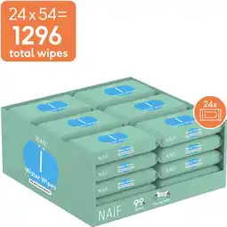 Etos Naïf Plasticvrije Water Billendoekjes 24x54 stuks aanbieding