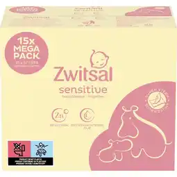 Etos Zwitsal Sensitive Billendoekjes Voordeelverpakking 15 x 57 Billendoekjes aanbieding