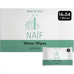 Etos Naïf Plasticvrije Water Billendoekjes 16x54 stuks aanbieding