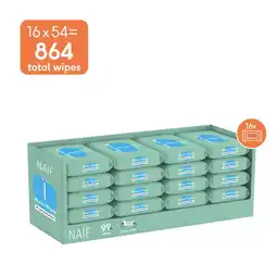 Etos Naïf Plasticvrije Water Billendoekjes 16x54 stuks aanbieding