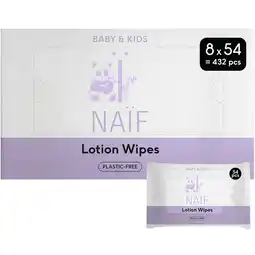 Etos Naïf Plasticvrije Lotion Billendoekjes 8x54 stuks aanbieding