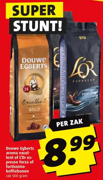 Boni Douwe Egberts aroma excel lent of L'Or es presso forza of fortissimo koffiebonen aanbieding