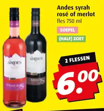 Boni Andes syrah rosé of merlot aanbieding