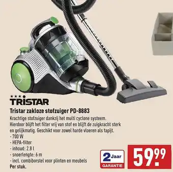 ALDI Tristar Zakloze Stofzuiger PD-8883 aanbieding