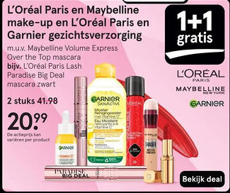 Etos L'Oréal Paris en Maybelline make-up en L'Oréal Paris en Garnier gezichtsverzorging aanbieding