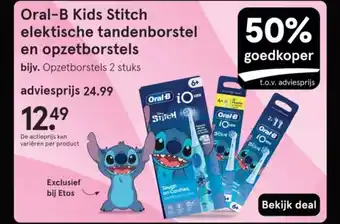 Etos Oral-B Kids Stitch elektische tandenborstel en opzetborstels aanbieding