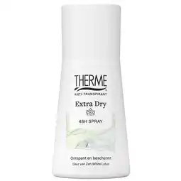 Kruidvat Therme Zen White Lotus Extra Dry Antitranspirant Spray aanbieding