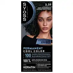 Kruidvat Syoss Permanent Cool Color 3-59 Cool Donkerbruin Permanente Haarkleuring aanbieding