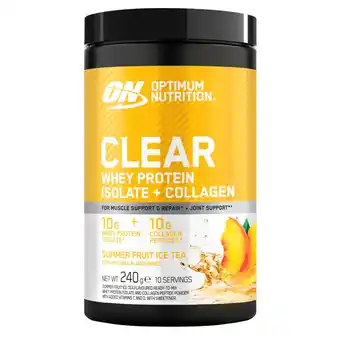 Kruidvat Optimum Nutrition Clear Summer Fruit Ice Tea Whey Protein Isolate + Collagen aanbieding