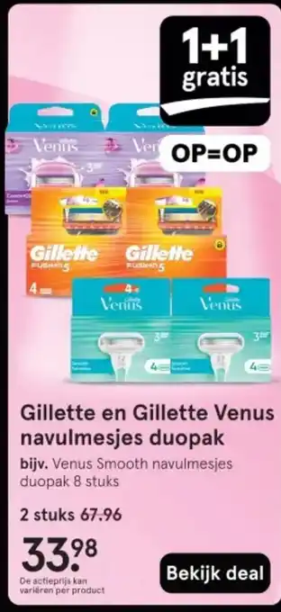 Etos Gillette en Gillette Venus navulmesjes duopak aanbieding