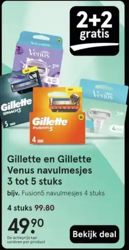Etos Gillette en Gillette Venus navulmesjes 3 tot 5 stuks aanbieding