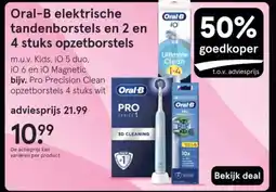 Etos Oral-B elektrische tandenborstel 4 stuks opzetborstels s en 2 en aanbieding