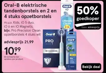Etos Oral-B elektrische tandenborstel 4 stuks opzetborstels s en 2 en aanbieding