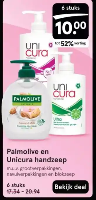 Etos Palmolive en Unicura handzeep aanbieding