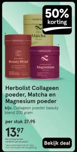 Etos Herbolist Collageen poeder, Matcha en Magnesium poeder aanbieding