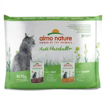 Zooplus 12kg + 6kg gratis! Almo Nature natvoer 18kg - Anti Hairball mixpack met Rund en Kip (18 x 70 g) aanbieding