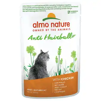 Zooplus 12kg + 6kg gratis! Almo Nature natvoer 18kg - Anti Hairball met Kip (18 x 70 g) aanbieding