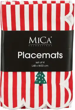 Intratuin Mica Decorations placemat rood / wit 48 x 33 x 0,5 cm 4 stuks aanbieding