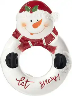 Intratuin Snackschaal Sneeuwpop wit 30,5 x 23 x 3,5 cm aanbieding