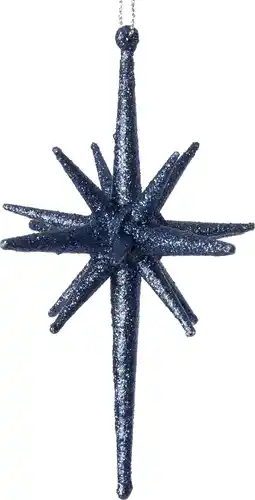 Intratuin Intratuin kerst ornament Jara ster donkerblauw D 9,5 H 14 cm aanbieding