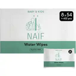 Etos Naïf Plasticvrije Water Billendoekjes 8x54 stuks aanbieding