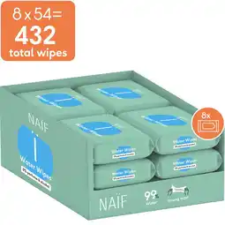 Etos Naïf Plasticvrije Water Billendoekjes 8x54 stuks aanbieding