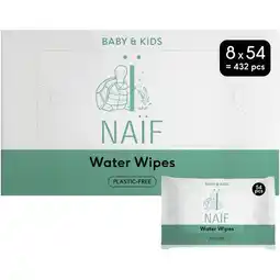 Etos Naïf Plasticvrije Water Billendoekjes 8x54 stuks aanbieding