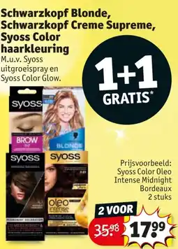 Kruidvat Schwarzkopf Blonde, Schwarzkopf Creme Supreme, Syoss Color haarkleuring aanbieding