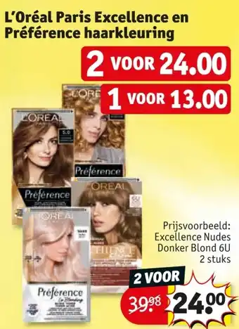 Kruidvat L'Oréal Paris Excellence en Préférence haarkleuring aanbieding
