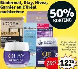 Kruidvat nachtcrème Biodermal, Olay, Nivea, Garnier en L'Oréal aanbieding