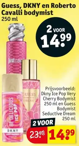 Kruidvat Guess, DKNY en Roberto Cavalli bodymist aanbieding
