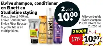 Kruidvat Elvive shampoo, conditioner en Elnett en Studioline styling aanbieding