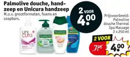 Kruidvat Palmolive douche, handzeep en Unicura handzeep aanbieding